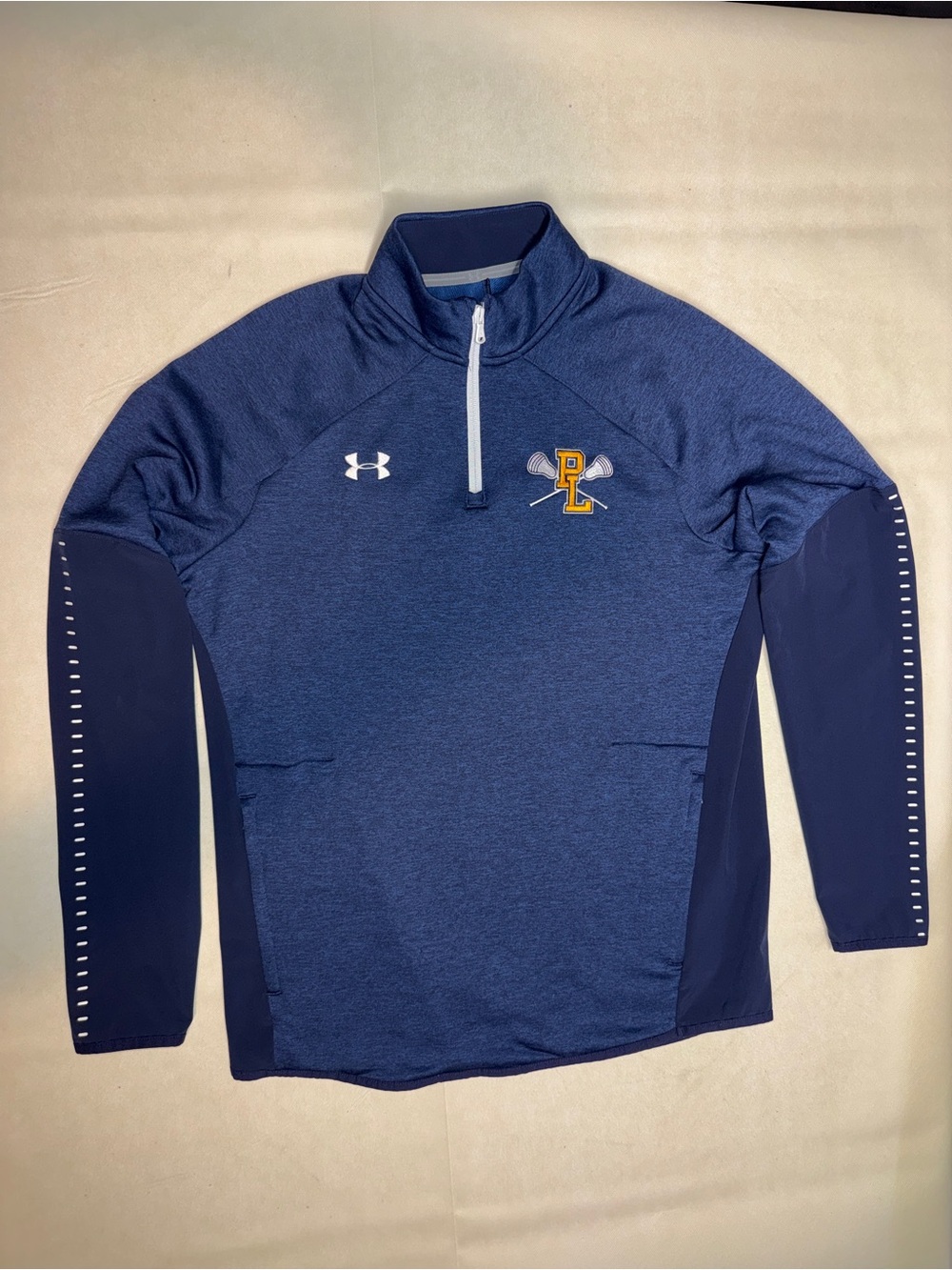 Under Armour Men’s Navy and Dark Blue Quarter-Zip Pullover with PL Lacrosse Logo